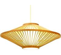 Bamboo Pendant Light, Wide Woven Hanging Lamp with Natural Shade & Inner Diffuser, E26 Base, Japanese Zen Boho Ceiling Lighting Fixture for Dining Room, Living Room, Tea Room(50CM)