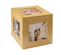 Bamboo Photo Cube Keepsake Box Unique Photo Frame Photograph Box M&W