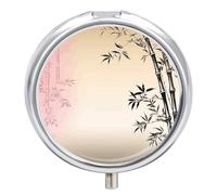Bamboo Pill Box Medicine Pill Organizer 3 Compartment Daily Pill Case Small Pill Container Round Pill Holder Travel Pill Box Metal Pill Case for Purse Pocket