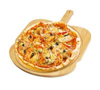 Bamboo Pizza Board, Pizza Paddle with Handle Premium Pizza Peel Pizza Cutting Board with Engraved Sewing Line Pizza Boards Ideal for Baking Homemade Pizza Bread (12 inches)