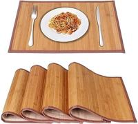Bamboo Placemats for Dining Table, Placemats Set of 4,Stain-Resistant,Heat-Resistant Place Mats,Durable and Sturdy Dining Place Mats for Kitchen Table