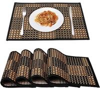 Bamboo Placemats for Dining Table, Placemats Set of 4,Stain-Resistant,Heat-Resistant Place Mats,Durable and Sturdy Dining Place Mats for Kitchen Table