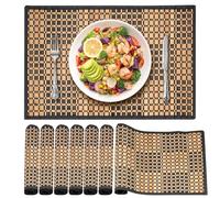 Bamboo Placemats Set of 8 Non-Slip Japanese Style Placemat for Dining Table Natural Washable Heat Resistant Table Mats for Decor Dining Room Kitchen Restaurant, 30 x 45 cm