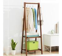 Bamboo Portable Clothes Rack, 2-Tier Foldable Wooden Wardrobe for Drying Clothes, Ideal for Entryway & Bedroom (C, 56 * 40 * 160CM)