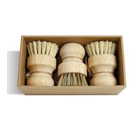 Bamboo Pot & Pan Cleaning Brush Set - 3 Pack Natural Dish Brushes For Kitchen, Durable Scrubber For Pots, Pans, Vegetables & Fruits