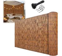 Bamboo Privacy Fence Screen Roll, Natural Reeds Fencing Panel for Outdoor Balcony Garden 50cm 100cm 120cm 150cm 180cm, UV Protected Wind Block Sun Shade Divider with Zip Ties(Brown,H50xL200cm)