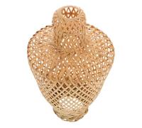 Bamboo Rattan Lantern Lampshade with Handle for LED Tea Lights | Nordic Scandinavian Khaki Style, Shade Protection for Fixtures, Easy Hanging, Bedroom Bedside or Venues