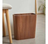 Bamboo Rectangular Trash Can - Open Top Narrow Waste Basket for Bathroom, Bedroom, Kitchen, Office - Eco-Friendly Wooden Rubbish Bin with Bag Clip - Small Size for RVs & Craft Room