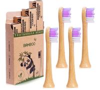 Bamboo Replacement Toothbrush Heads Compatible with Philips Electric Toothbrushes HX3 HX6 HX9 Series (Purple - 4 Pack)