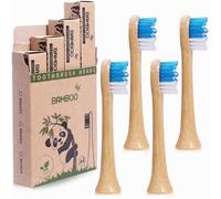 Bamboo Replacement Toothbrush Heads Compatible with Philips Electric Toothbrushes HX3 HX6 HX9 Series,Electric Toothbrush Heads Biodegradable Eco-Friendly Sustainable Recyclable (Blue - 4 Pack)
