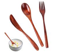 Bamboo Reusable Cutlery Set, Portable Spoon Fork Knife Wooden Cutlery Camping Tableware Travel Flatware Combo Kit Utensils Kitchen Cooking Tools Lunch Boxes Workplace School Picnic Sustainable