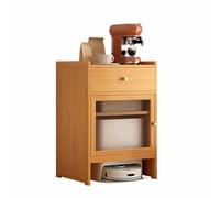 Bamboo Robot Vacuum Stand Cabinet with Adjustable Shelf & Drawer - Storage Rack Side Table for Living Room & Home Office, 52x40x80.5cm (Natural Finish)