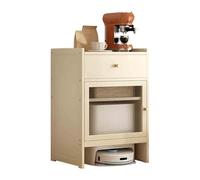 Bamboo Robot Vacuum Stand Cabinet with Adjustable Shelf & Drawer - Stylish Storage Rack for Living Room & Home Office - 52x40x80.5cm (White)