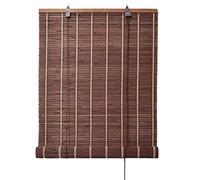 Bamboo Roll Up Window Blind Sun Shade, Rustic Style Wood Roman Shades, Blackout Curtain for Indoor Outdoor Use, Customizable Size
