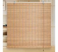 Bamboo Roller Blind 145x200 cm 60% Light Filtering Adjustable Height Natural Look Perfect for Home Privacy Protection EcoFriendly Window Treatment
