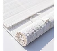 Bamboo roller blind White Roman blind blackout blinds Bamboo sun protection Shades Privacy Drape Sunscreen/Shade/Ventilation,for windows,doors,balcony,garden,patio,gallery,customizable (125x160 cm)