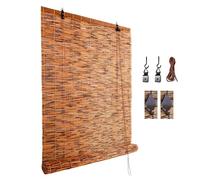 Bamboo Roller Blinds for Living Room Windows, Sun Bamboo Window Blind 45 48 60 62 74 76 88 90 102 104 116 118 130 132 144 146 158 160cm Roll-up Shade Customizable Cocoa