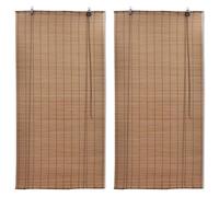 Bamboo Roller Blinds Kitchen Blackout Curtain 2 pcs 150 x 220 cm Brown vidaXL