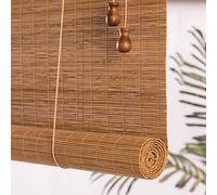 Bamboo Roller Blinds Retro Blinds,Blackout bamboo Shade ,Light Filtering Window Roman Blinds,Hand-Woven/Natural Wood Roller Shades,Privacy Curtain for Windows and Doors,Custom (W80xH200cm/32x79in)