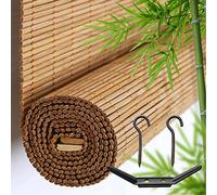 Bamboo Roller Shades 55% Light Filtering Side Pull Blinds Wooden Venetian Outdoor/Indoor Window Coverings Sun Protection Privacy Curtains for Doors and Windows