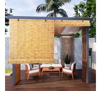 Bamboo Roller Shades for Kitchen 45-150cm Wide Natural Handwoven Privacy Blinds Side Pull Perfect for Garden Terrace & Balcony (150x310cm)