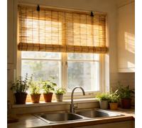 Bamboo Roller Shades for Outdoor Patio, Breathable Natural Bamboo Roll Up Reed Blinds Interior, 30 90 120 160cm wide, Light Filtering Privacy Shades Roman, UV Waterproof(W50xH190CM)