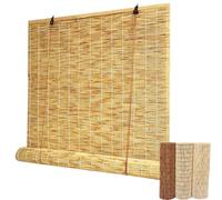 Bamboo Roller Shades for Patio,Light Filtering Roll Up Outdoor Blinds Reed Sun Shade for Large Window Porch Privacy Blind, Anti-UV/Waterproof(Natural 2,40"Wx59"H/W102 X H150cm)