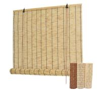 Bamboo Roller Shades for Patio,Light Filtering Roll Up Outdoor Blinds Reed Sun Shade for Large Window Porch Privacy Blind, Anti-UV/Waterproof(Natural 1,46"Wx72"H/W117 X H183cm)