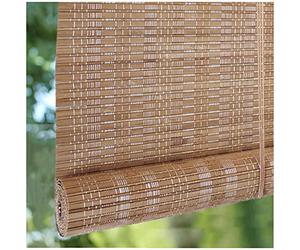 Bamboo Roller Shades No Drill Installation Natural Wood Venetian Blinds Sunscreen Roll Up Blinds for Windows 47x86.5in 2059in Wide