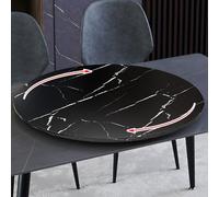 Bamboo Round Lazy Susan Turntable, Rotating Turntable Organizer 50 60 70 80 90 100cm Wooden Charcuterie Board, Cheese Board Turntable for Kitchen Pantry, Shelves, Counters, Tables(Black Marble,100cm/3