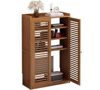 Bamboo Router Organizer Cabinet - Durable Hollow Magnetic Door, Adjustable Shelves, Easy Assembly, Ideal for Home Networking and Cable Management Solutions