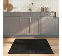 Bamboo Rug 100x100 cm Black Non-Slip Backing Natural Bamboo Mat Water-Resistant