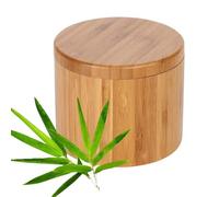 Bamboo Salt Spice Storage Box, Spice Jar Bamboo Salt Container, Food Storage Container, Spice Storage Box, Natural Bamboo Storage Box with Magnetic Swivel Lid for Storage Kitchen Condiment(Round)