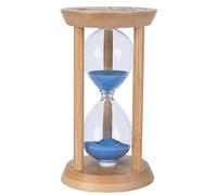 Bamboo Sand Timers, Hourglass Sand Timers 15Min, Wooden Sandglass Timer for Toothbrush Timer Games Classroom Home Office Cooking（Blue+15Min）