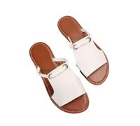Bamboo Sea sandal, Summer Slippers Women Pure Color Braided Simple Daily Beach Slippers Shower Shoes(White,7.5 UK)