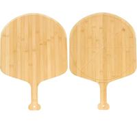 Bamboo Serving Board, 12-inch Cutting Board with Paddle Handle, Food Platter for Pizza, Cheese, Fruits, Vegetables, Bread, Meat - 2 Pack