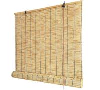 Bamboo Shades Bamboo Blinds Bamboo Roller Blinds for Windows Roman Blinds Outdoor Shades, Sun Protection Breathable, for Indoor/Outdoor Porch Patio-Natural Black Line-110W x 150H cm