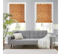 Bamboo Shades for Windows 40-170cm Sunshades Outdoor Bamboo Blinds with Lift Breathable Natural Retro Bamboo Roll up Porch Privacy Handwoven Vintage Decoration Customizable for Garden/Patio/Kitchen(Ca