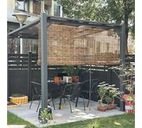 Bamboo Shades Outdoor Porch Blackout Brown Bamboo Roll Up Shade Patio Breathable Roller Bamboo Blind Waterproof Roman Shade Privacy Screen 30 90 120 130 150 160cm wide(W30xH210CM)