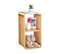 Relaxdays Bamboo Shelf, Rounded Slim Bathroom Rack with Tiers, Square, HWD: 64.7x33x33 cm, Natural