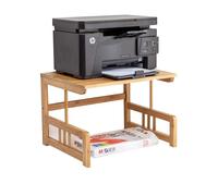 Bamboo Shelf Stand for Printer Scanner Copier, Space-Saving Office Desktop Storage Rack