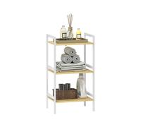Bamboo Shelf Storage Unit HOMCOM Three-Tier Adjustable Eco-Friendly Organizer for Living Room 60cm x 40cm x 90cm Natural Finish