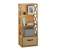 Bamboo shelf Wooden Organizer Freestanding Bookcase Compact Lightweight Natural