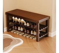 Bamboo Shoe Bench 3-Tier Entryway Storage Seat Stable Shoe nizer for Hallway & Bedroom Stylish Brown 80cm Perfect for Home Entry Storage