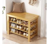 Bamboo Shoe Bench 4-Tier Rectangular Shoe Rack Brown Entryway Storage Ideal for Hallway Living Room Bathroom 70cm nizer for Shoes and Decor
