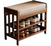 Bamboo Shoe Bench with Padded Seat, Sturdy Storage for Entryway
