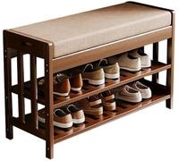 Bamboo Shoe Bench with Padded Seat, Sturdy Storage for Entryway