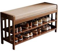 Bamboo Shoe Bench with Padded Seat, Sturdy Storage for Entryway