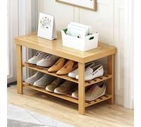 Bamboo Shoe Bench with Storage, 3-Tier Entryway, Stable Entryway Furniture, Ideal for Hallway and Bedroom, 70cm Wooden Shoe Rack
