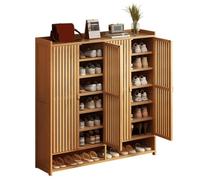 Bamboo Shoe Cabinet 6/7/8-Tier, Modern Shoe Storage nizer with Spacious Top Surface & Ventilated Doors for Hallway & Bedroom